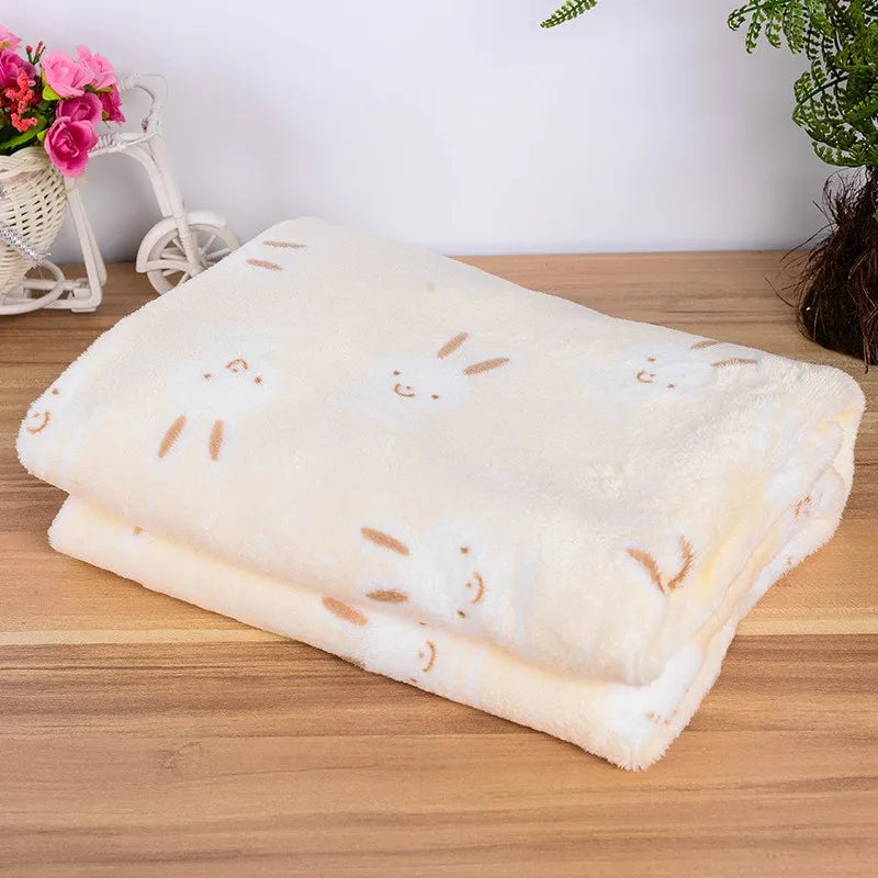 2018 New Pet Dog Beds Mats Cover Cute Cartoon Rabbit Elephant Pattern Warm Soft Fleece Blanket Puppy Bed Mat Cover 3 Size S M L