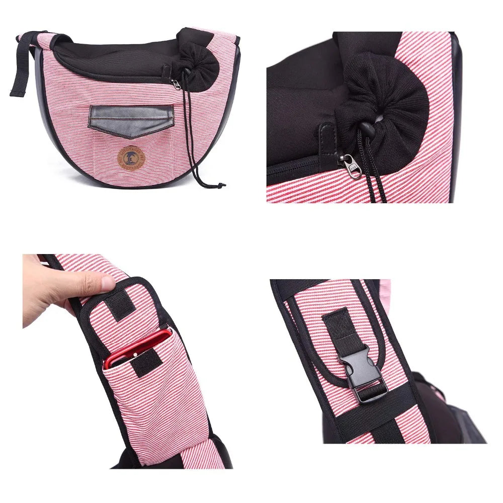 Pet Travel Bag Small Dog Cat Sling Carriers Hands Free Pet Puppy Reversible Pet Bag for Puppy Small Dogs and Cats