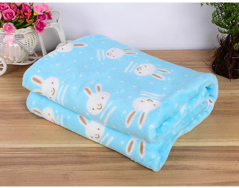 2018 New Pet Dog Beds Mats Cover Cute Cartoon Rabbit Elephant Pattern Warm Soft Fleece Blanket Puppy Bed Mat Cover 3 Size S M L