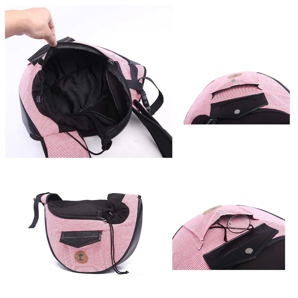 Pet Travel Bag Small Dog Cat Sling Carriers Hands Free Pet Puppy Reversible Pet Bag for Puppy Small Dogs and Cats