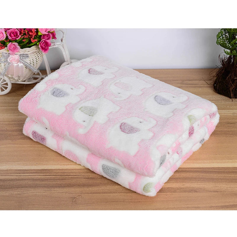 2018 New Pet Dog Beds Mats Cover Cute Cartoon Rabbit Elephant Pattern Warm Soft Fleece Blanket Puppy Bed Mat Cover 3 Size S M L