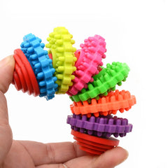 Rubber dog toys Colorful Dog dental teething healthy Chew Toys gear shape pet dog playing For Small Big Dogs product Pet toys