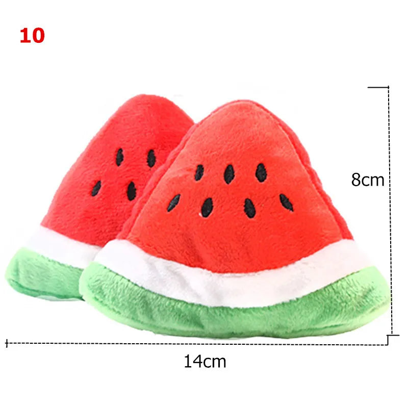 Cute Plush Puzzle Stuffed Squeaking Pet Toy Fruit Animals Cartoon Dog Toys for Dogs Cat Chew Squeaker Squeaky Toy