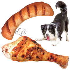 PetCloud Pet Dog Toys Interactive Bone Sausage For Dog Chew Toy Squeaky Chicken Leg Puppy Bite Toy For Small Pets Supplies