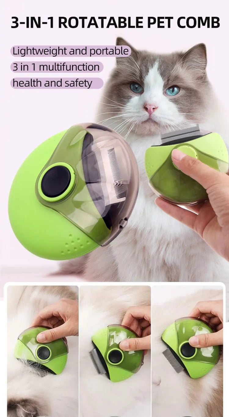 Fenice Pet Animal Hand-holding Care Comb Portable 3-in-1 for Cat Dog Pet Brush Comfort Hair Grooming Comb