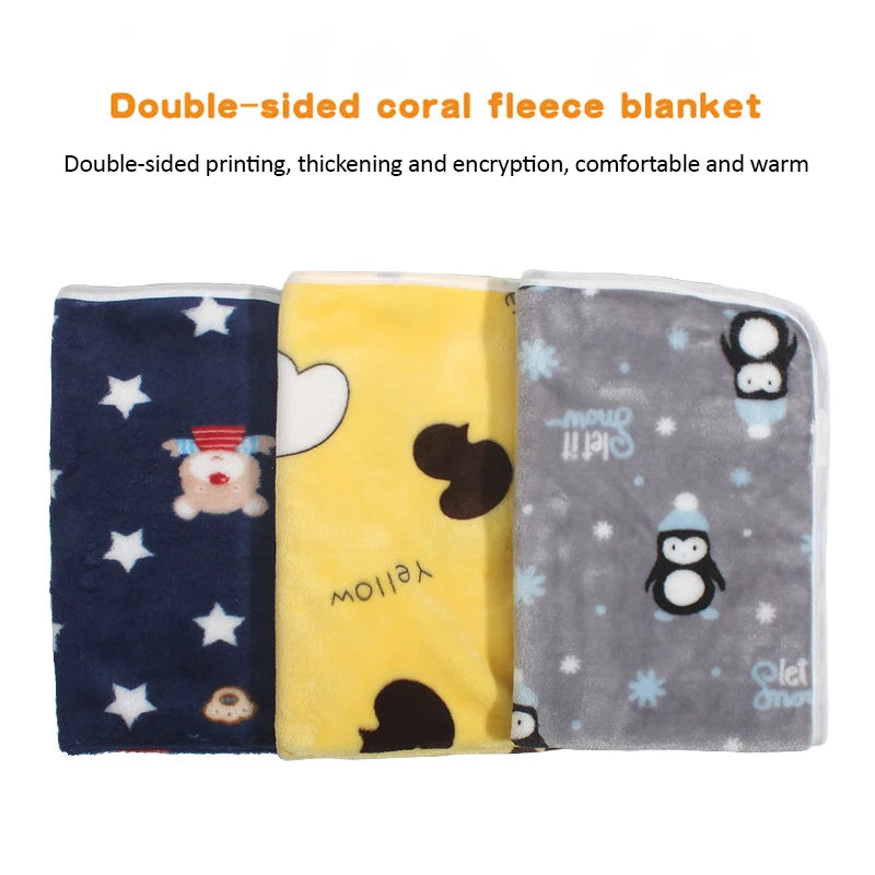 Soft Coral Fleece Sleeping Dog Bed Blanket For Small Medium Large Dog Cat Bed Mat Cute Animal Printed Warm Pet Kennel Blanket