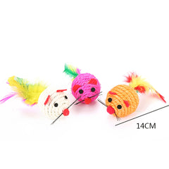 Pet Cat Toy Sisal Mouse Feather Interactive Kitten Teaser Playing Chewing Scratch Catching Supplies Funny Mouse Toy for Kittens