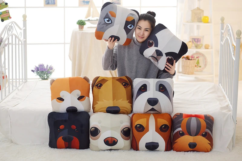 Simulation Pet Dog Print Pillow Cushion Puppy Pattern Sleeping Blanket Cushion Home Decoration Pillow Blanket