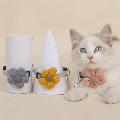 1pc Flower Decor Cat Collar Cute Adjustable Small Dog Collar Kitten Collar With Bell Pet Supplies Clothing Accessories