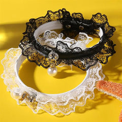 Elegant Pet Collar Lovely Adjustable Rhinestone Lace Decor Pet Necklace Collar For Small Dogs Cats Pet Supplies Party Dress Up