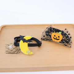 Cat Halloween Collar Adjustable Pet Weird Moon Pumpkin Kitten Lace Bow Style Collar Dog Accessories