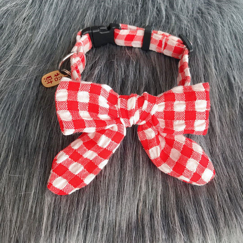 Dot pattern Pet Cat Collar Bowknot Puppy Chihuahua Necklace With Bell Adjustable Safety Buckle Cats Bow Tie Pets Accessories