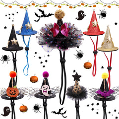 10pcs Dog Supplies Pumpkin Wizard Halloween Cat Hat Costume Pet Dog Cap Hat Fancy Halloween Decoration Costume For Small Dog Cat