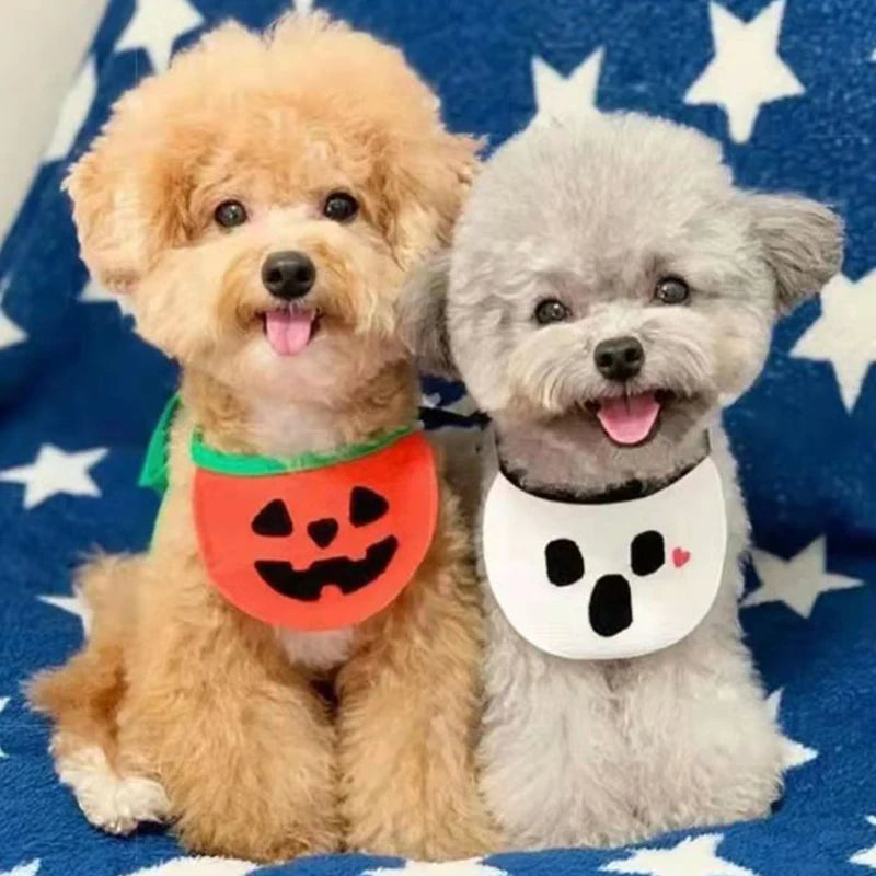 Pumpkin Dog Scarf Pet Bandana Cotton Washable Christmas Halloween Cat Puppy Kerchief Pet Grooming Accessories Neckerchief Lace