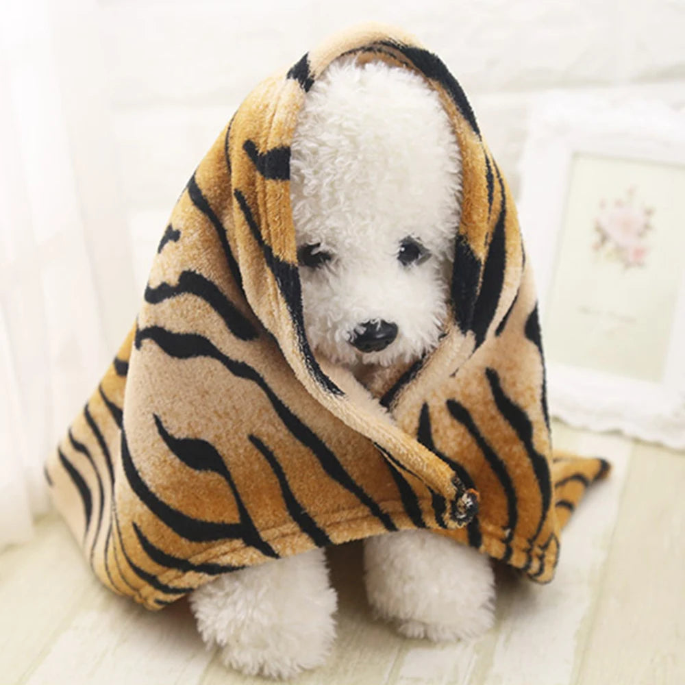 Pet Dog Cat Blankets Mat Towel Rainbow Tiger Soft Warm Wool Coral Fleece Sleeping Mattress Cushion Pad