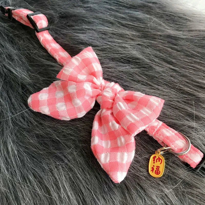 Dot pattern Pet Cat Collar Bowknot Puppy Chihuahua Necklace With Bell Adjustable Safety Buckle Cats Bow Tie Pets Accessories