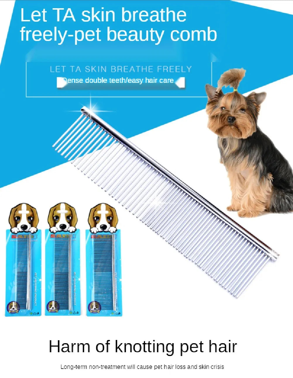 Protect Flea Comb For Cats Dogs Pet Stainless Steel Comfort Flea Hair Grooming Tools Deworming Brush Short Long Hair Fur Remove