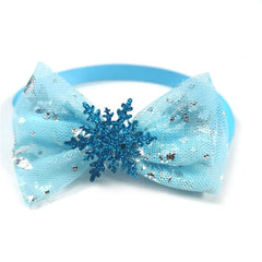 30/50pcs Winter Style Pet Dog Bow Ties Snowflake Neckties Puppy Cat Dog Blue Yarn Bowties Collar Pet Dog Grooming Products