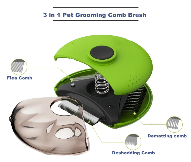 3 in 1 Pet Grooming Comb Brush For Pet Dog Cat Pet Supplies Tool Tangled Knots Matted Fur Fleas Removal