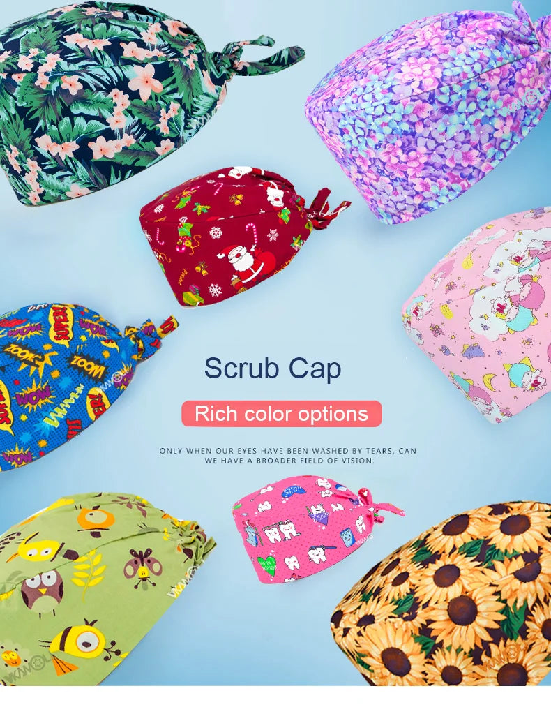 wholesale printed Scrub Cap pet grooming Work Skull Cap 24 hours delivery women scrubs hat accessories