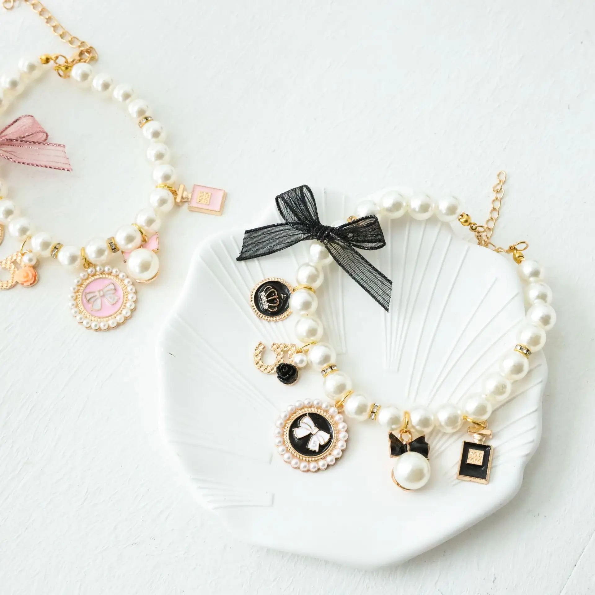 Pet Bow Pearl Collar Cat Jewelry Pendant Princess Necklace Dog Sweet Decorations Puppy Rhinestone Collar Chihuahua Accesorios