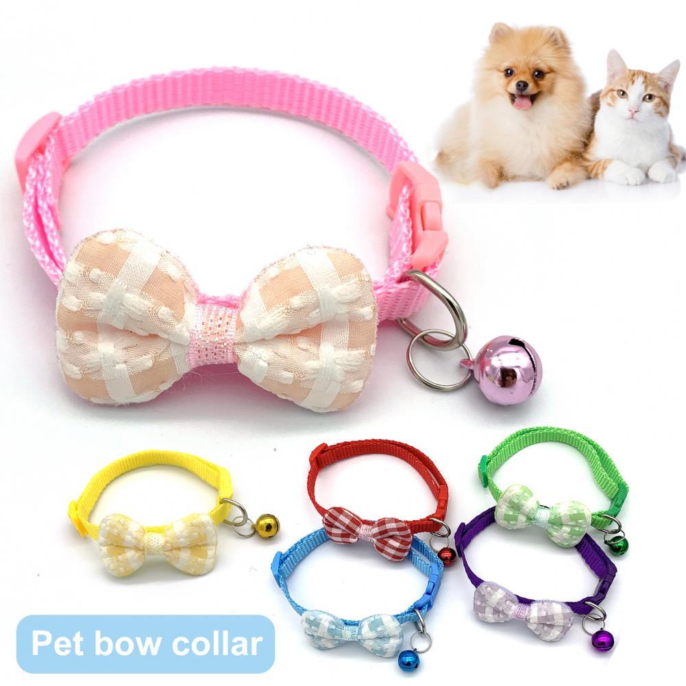 Pet Cat Collar   Pet Dogs Cat Breakaway Bow Collar with Bell  Pet Collar Lovely Dogs Collar