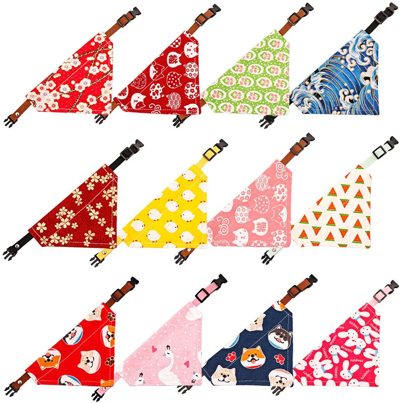 New Adjustable Dog Bibs For Small Dogs Collars Tie Necktie Cat Scarf Puppy Bandanas For Cat Triangular Bow Ties Pet  Grooming 35