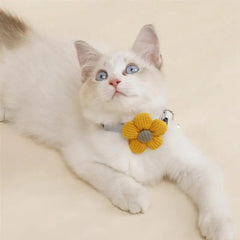 1pc Flower Decor Cat Collar Cute Adjustable Small Dog Collar Kitten Collar With Bell Pet Supplies Clothing Accessories