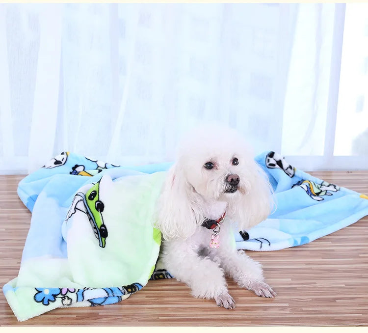 Pet dog kennel blanket mat dog autumn winter warm blankets thickening coral fleece blanket four seasons general