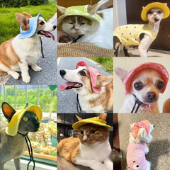 Tie-dyed Style Pets Hat with Ear Hole Dog Beach Visor Hat Sunhat for Cat Accessories Sun Cap Pet Outdoor Hat Supply for Dog Cos