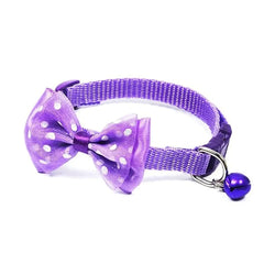 JUDAI Bow Decor Pet Collar Adjustable Dot Design Cute Bell Dog Collar Bow Kitten Collar Pet Supplies Clothing Accessories