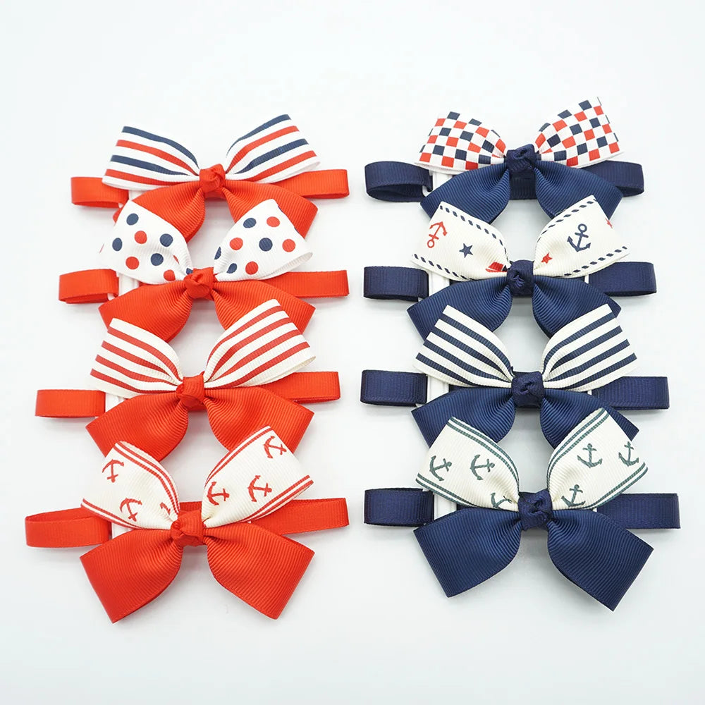 Navy Style Pet Bow Ties Dots Anchor Striped Pattern Cat Puppy Ribbon Bowtie 8 Colors Dog Neck Collar Pet Grooming Accessories