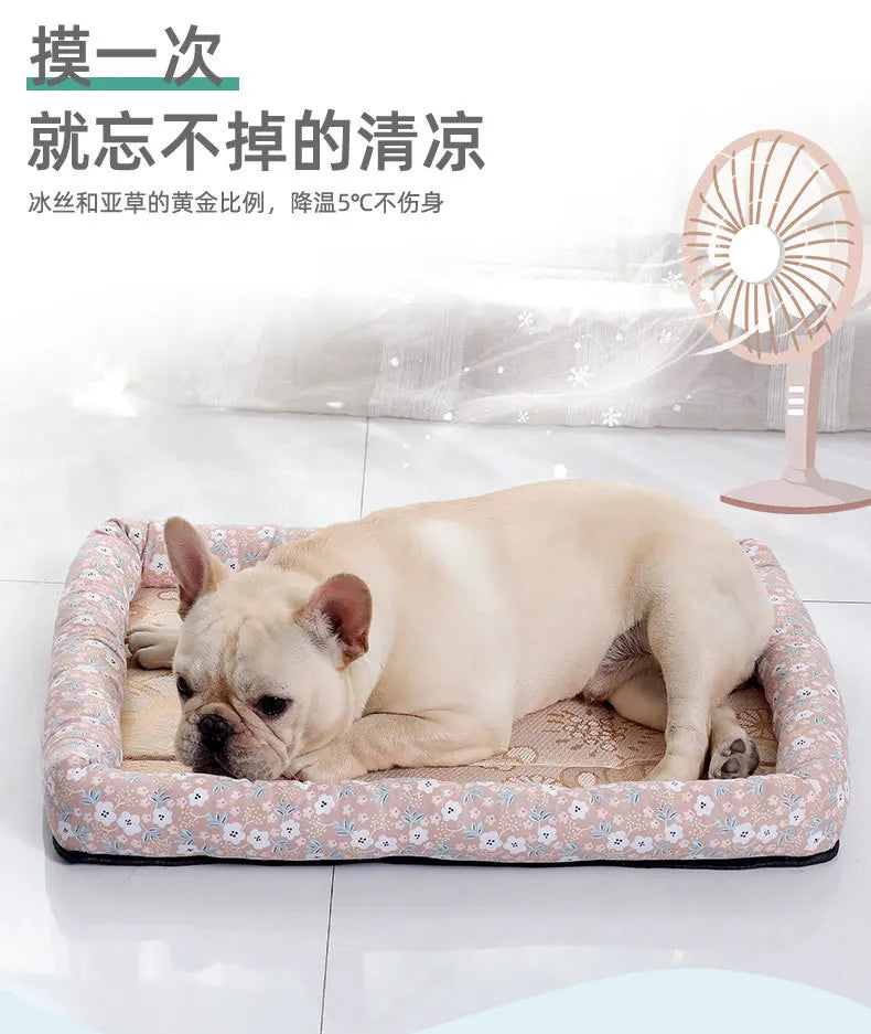 Ice Silk Dog Kennel Pet Mat, Ice Pad, Summer Cat Bed