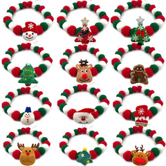 12 Pcs Christmas Pet Collar Dog Bow Tie Puppy Bow Ties Xmas Style Collar for Small Middle Large Dogs Supplies Pet Accessories