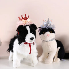 New Pet Birthday Crown Party Lace Hat Cat Dog Rabbit Decoration Sequin Princess Tiara Christmas Gift Hat Puppy Accessories