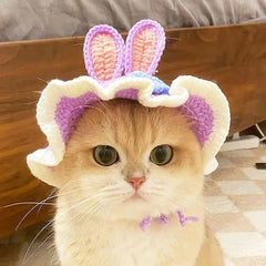 Pet Pet Cat Crossdressing Dog Frog Hat Head Cover Cat Flower Cute Lotus Leaf Maid New Year Woolen Hat