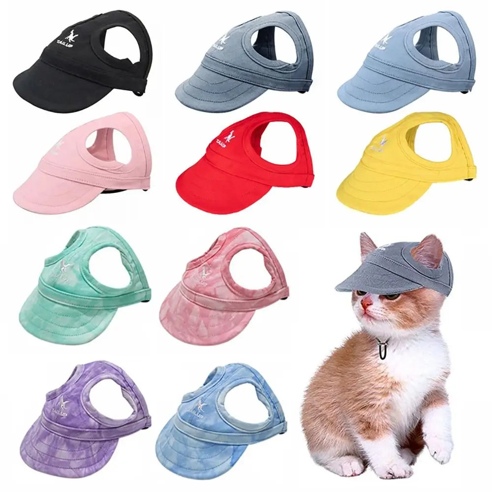 Pet Baseball Hat Outdoor Cat Dog Adjustable Peaked Cap Visor Hat Summer Pet Travel Sports Sun Cap With Ear Holes