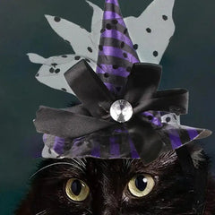 Cat Witch Hat Cosplay Halloween Outfits Witch Hat Photography Props Decorative Pet Cat Halloween Apparel Dog Cosplay Accessories