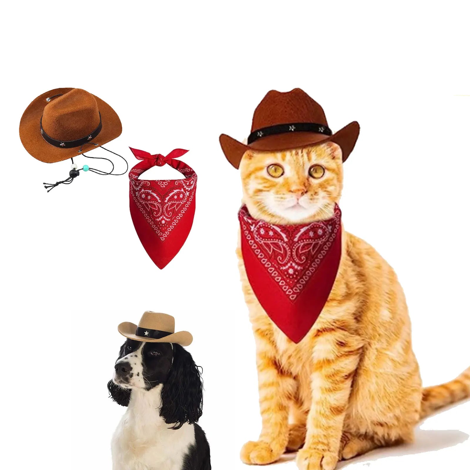 Pet Dog Cowboy Hat Headgear Cat Funny Headwear Adjustable Pet Caps for Small Animal Party Gifts Photography Prop Cosplay Costume