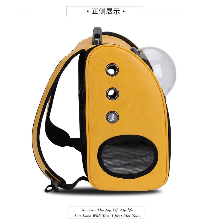 Pu Leather Soft Material Breathable Pet Capsule Dog Carrier Backpack for Cat and Small Animals