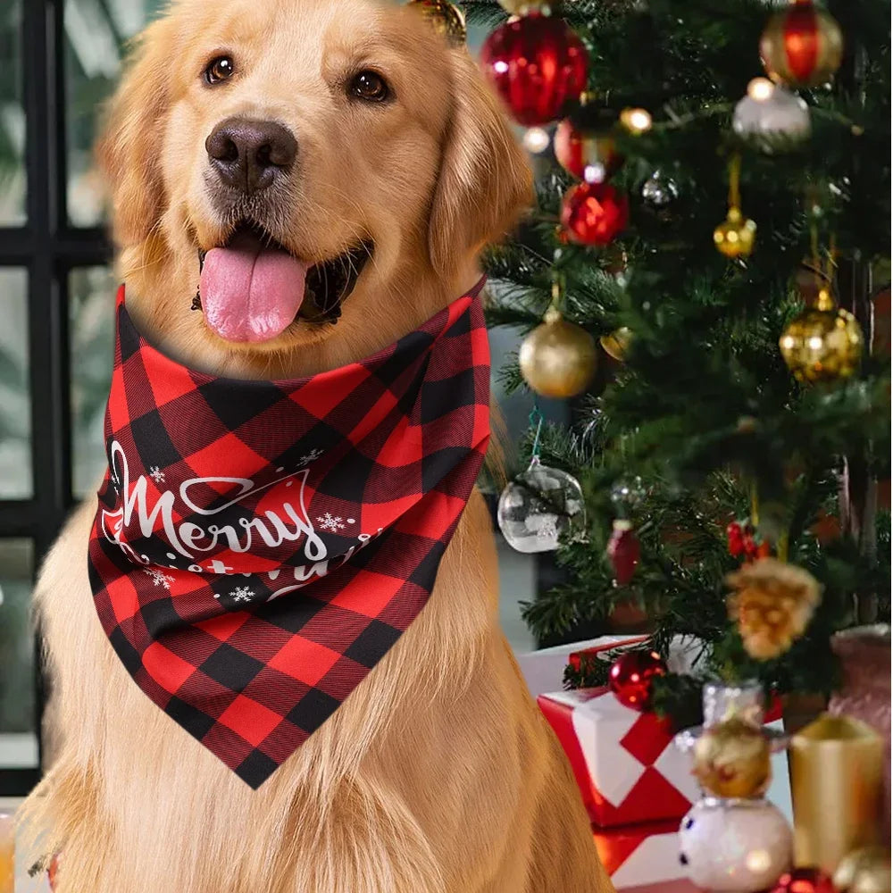 10/1PCS Christmas Pet Bandana Bib Dog Triangular Scarf Collar Cotton Bandanas for Dogs Cats Puppy Xmas Party Saliva Towel Supply