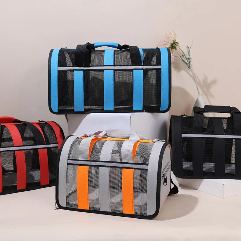 Solid Colour Large Capacity Pet Bag Outdoor Portable Bag Breathable Cute Pet Bag Fashion Foldable Pet Handbag