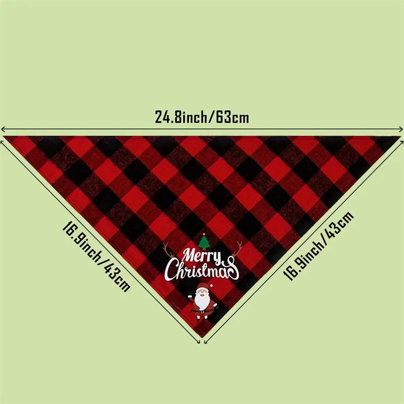 Pet Christmas Triangle Scarf Pet Plaid Printed Scarf Dogs Cats Drool Scarf Pet Scarf Puppy Accessories Pet Supplies Gifts