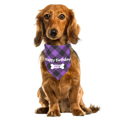 Custom Dog Bandana Happy Birthday Personalized Name Scarf Dog Cat Plaid Triangular Bib Scarf Collar Pet Items Accessories