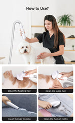 2023 New Pet Hair Clipper Electric Slicker Brush Comb Suction 7 in 1 Dog Vacuum for Shedding Grooming