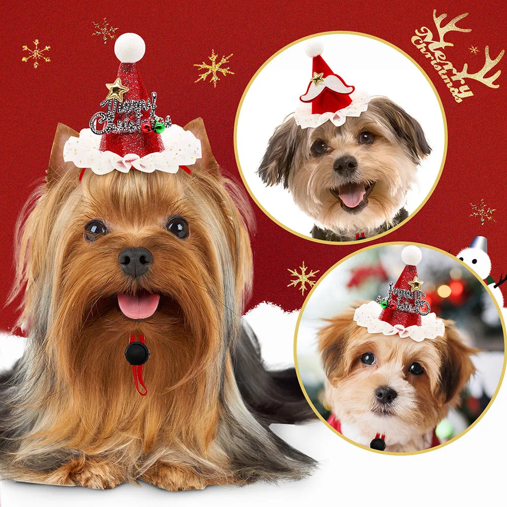 1PCS Cute Pet Dog Hat Christmas Puppy Dog Hat Accessories for Small Dogs Costume Dog Hats for Cats Dogs Costumes Pet Supplies