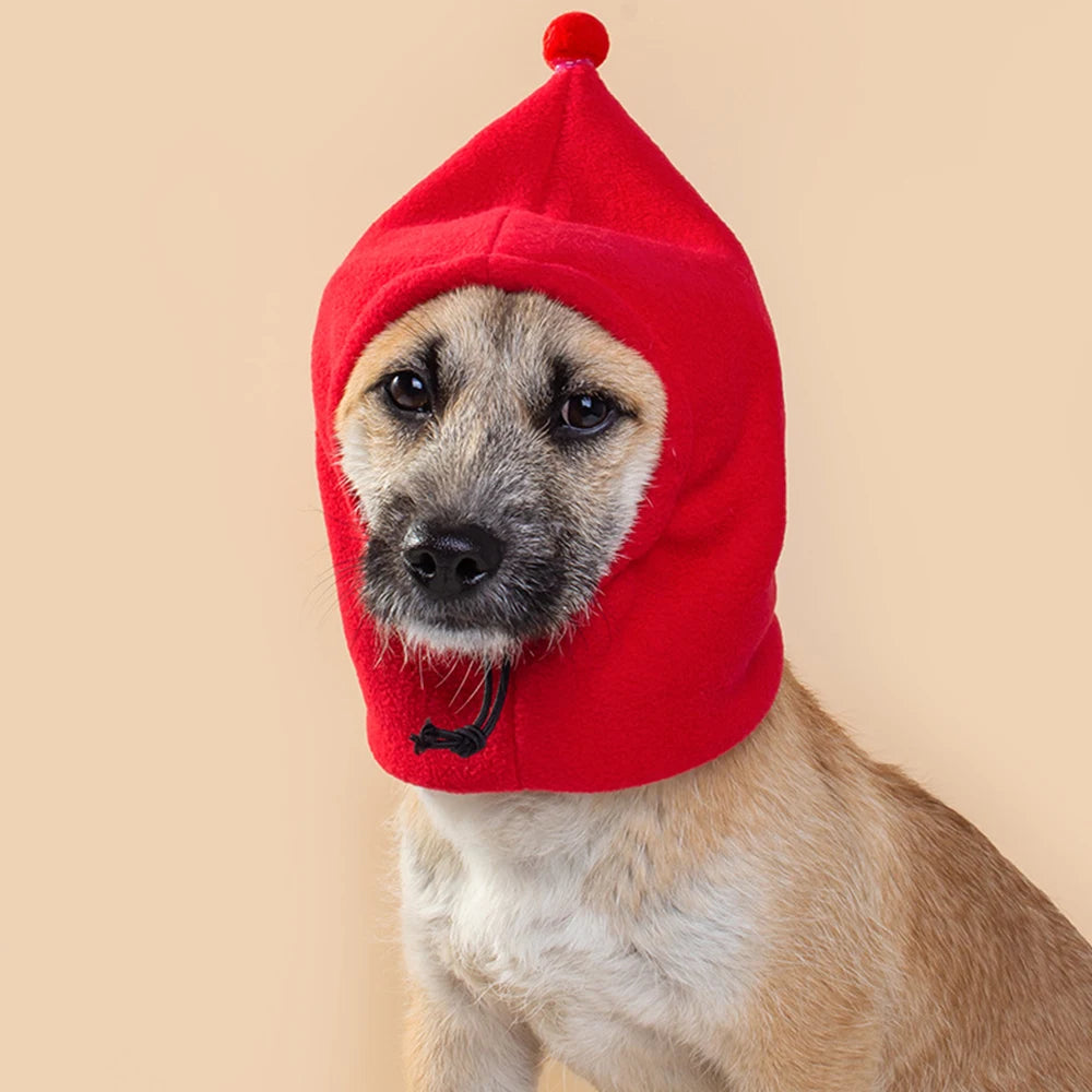 New Dog Hat Winter Warm Pet Cap Solid Color Dog Hat Drawstring Adjustment Casual Pet Headgear