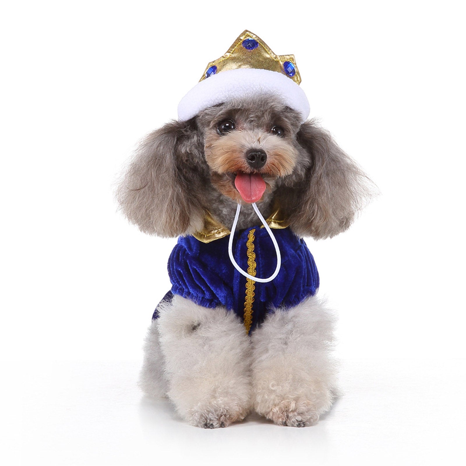 Pet Christmas Clothes Puppy Dog Christmas Jumpsuit Warm Velvet Pet Pajamas with Adjustable Crown Hat for Party Role Play Outfits