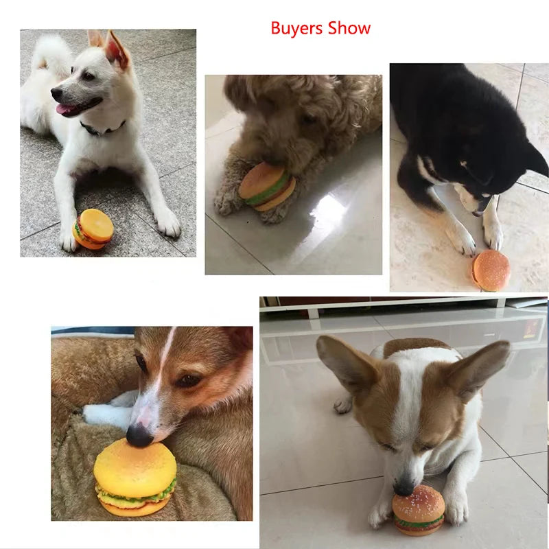 Toys For Dog Simulation Hamburger Shaped Pet Dog Toys Funny Sound Squeak Toy For Dogs Cats Training Playing Chewing fidget toys