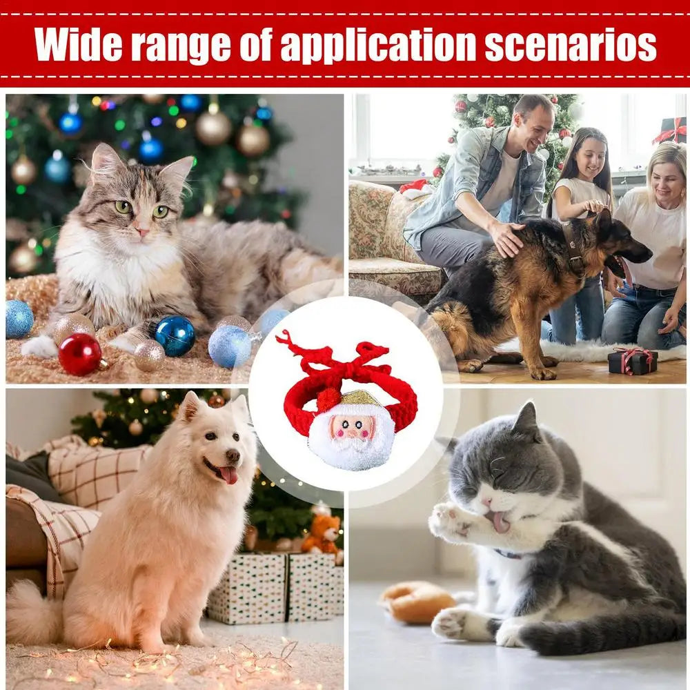 Cat Christmas Scarf Knitted Christmas Pet Clothes Breathable Pet Bandana Festive Pet Scarf For Rabbits Kitten Puppy